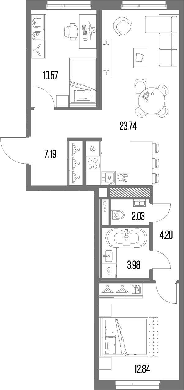 2-комнатная квартира 64.55 м², 3/10 эт., ЖК «LEGENDA Васильевского»